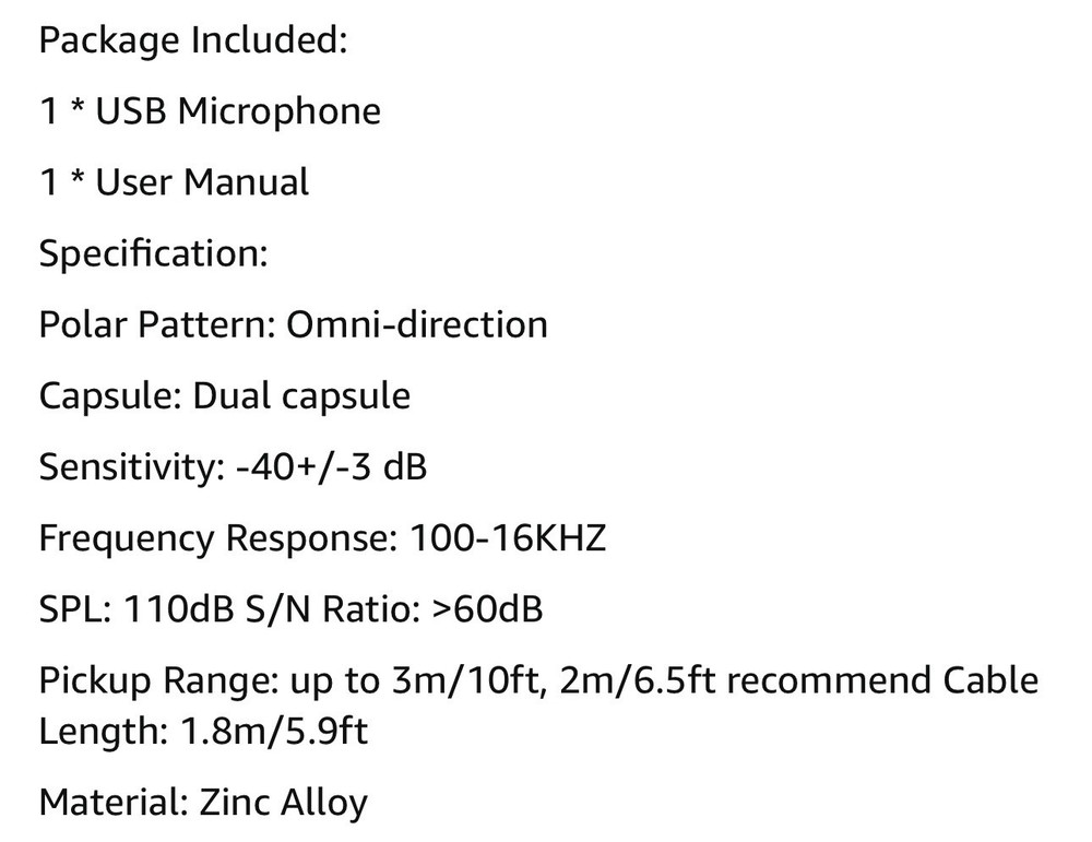 USB Omnidirectional Conference Microphone Plug & Play Upgraded