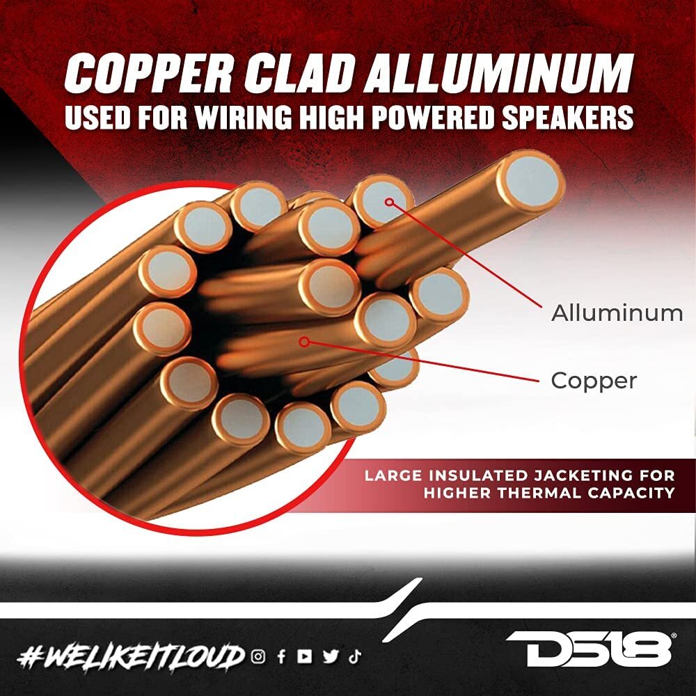 DS18 SW-16GA-100RB 16-GA Ultra Flex Speaker Wire Red and Black 100 Ft