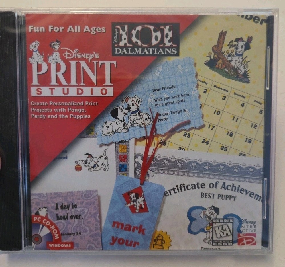 Software PC Disney 101 Dalmatians Print Studio NEW SEALED Windows 95/98