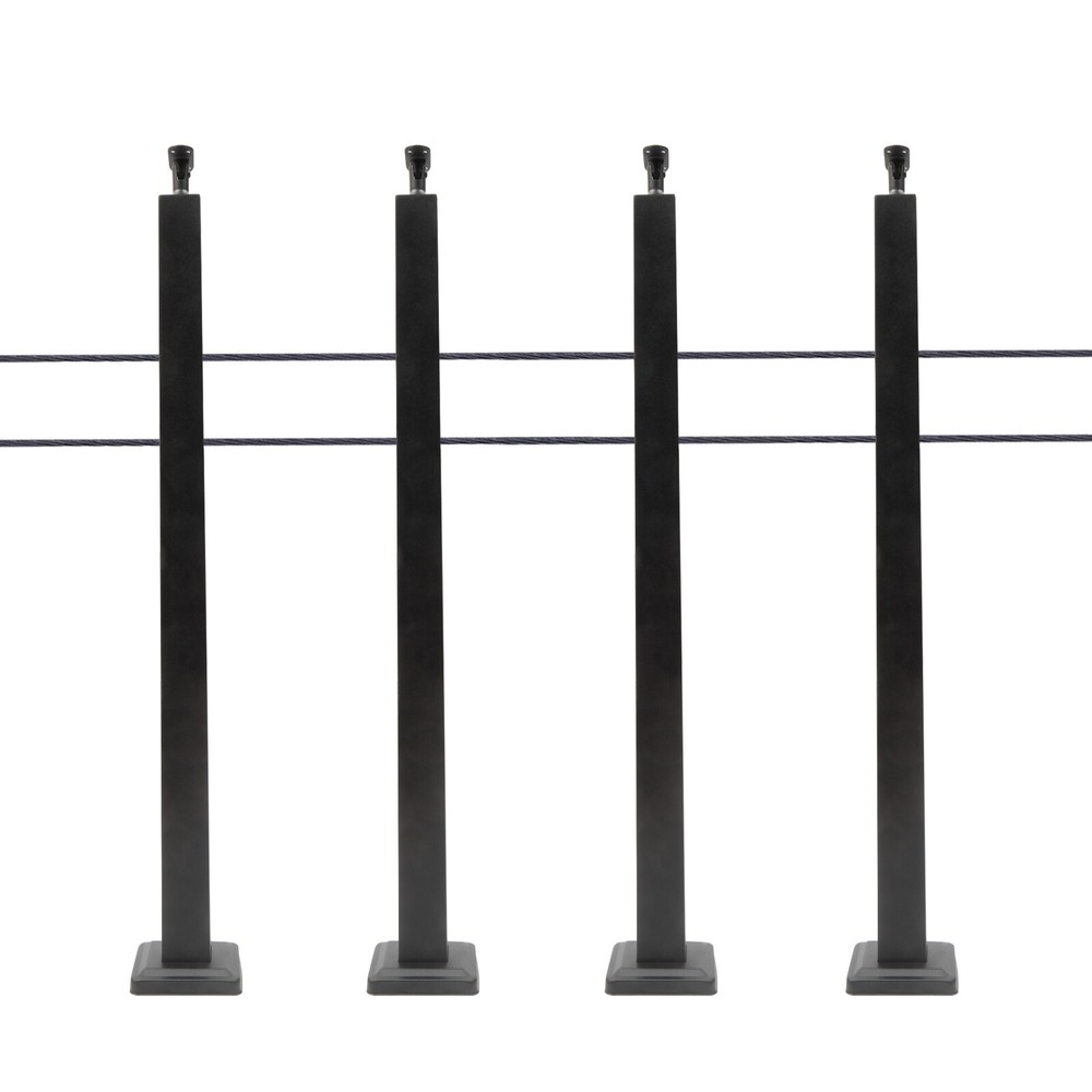 4pcs Cable Railing Posts Deck Railing 36"x2"x2" Black Posts With Holes