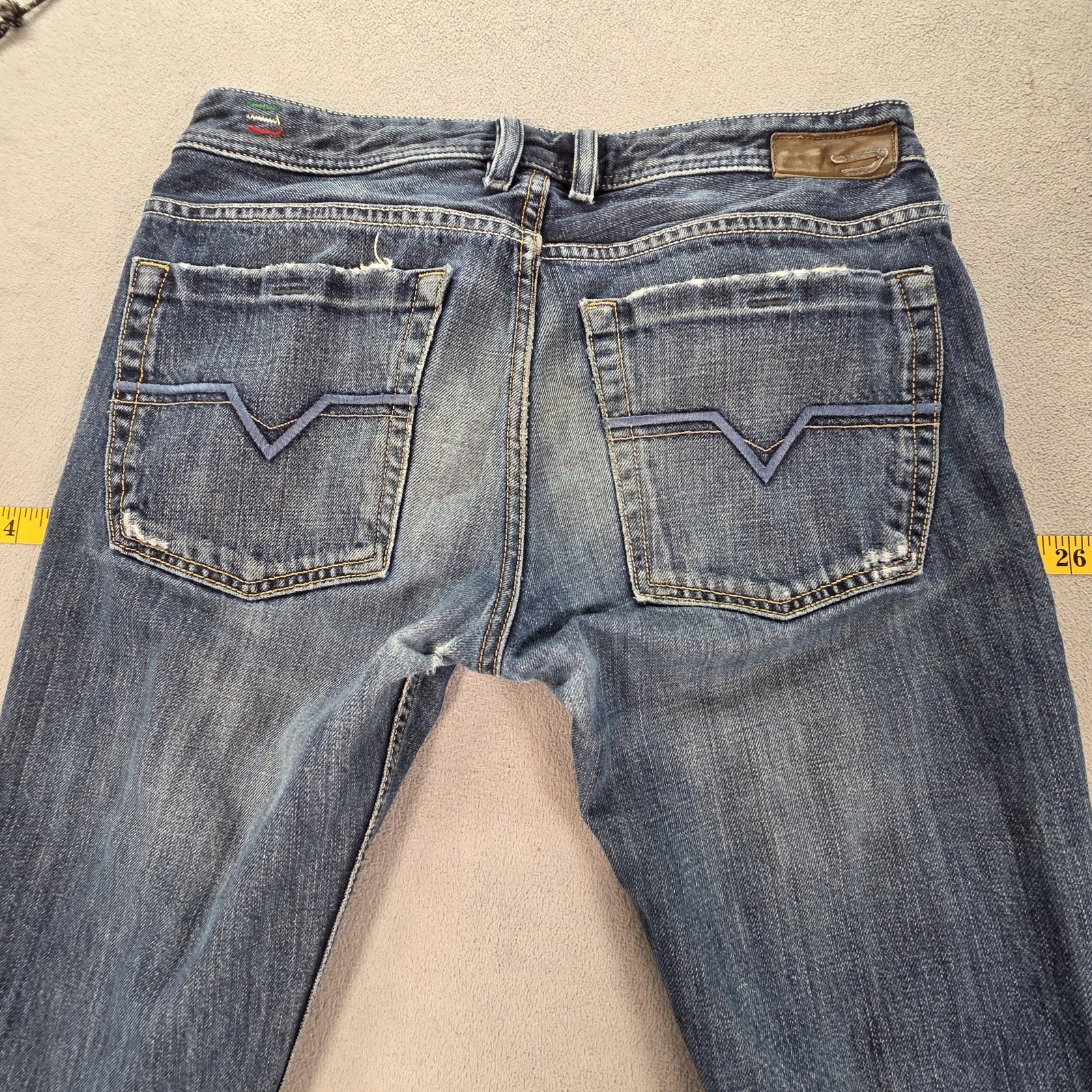 Diesel Zathan Jeans Mens 30x32 Blue Bootcut Made Italy 0071S