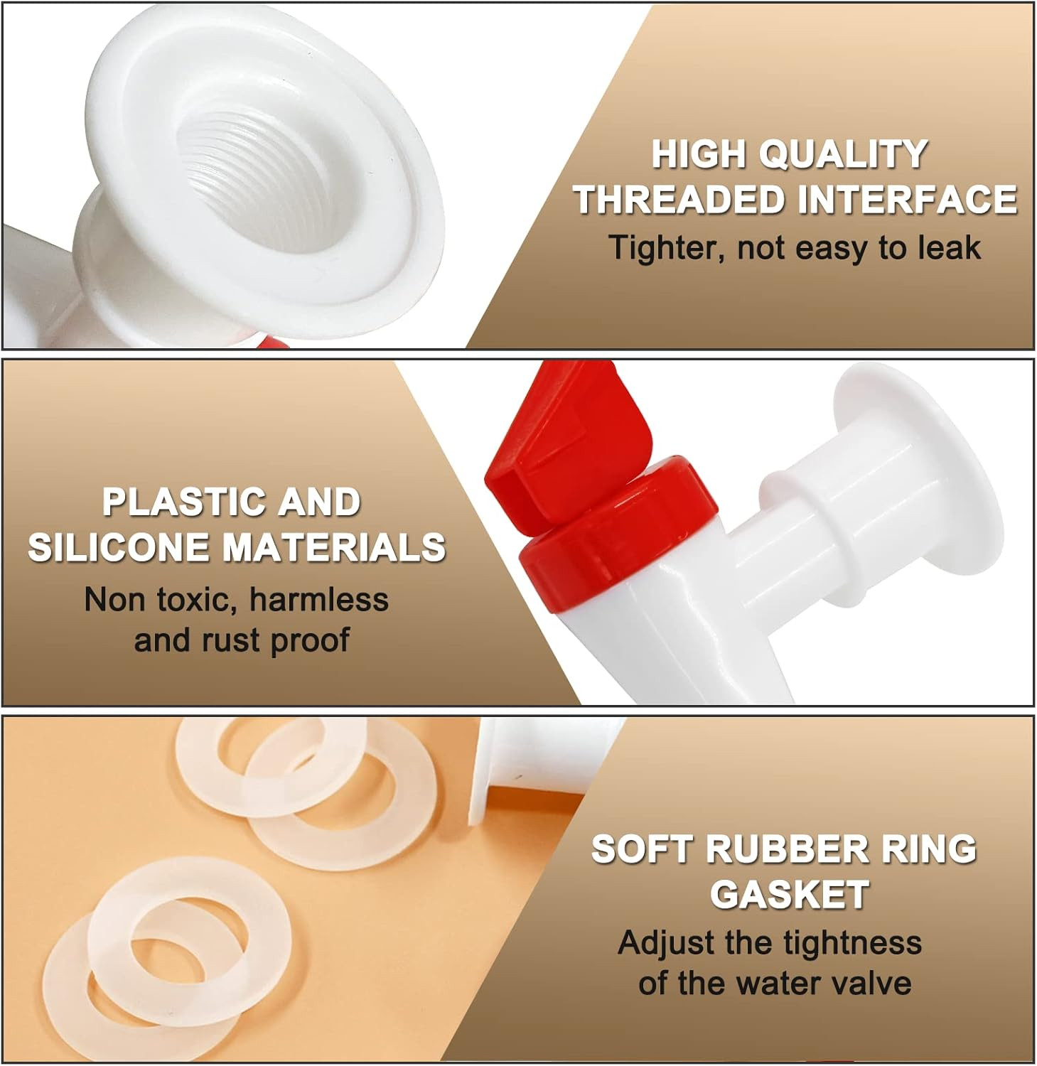 4Pcs Replacement Cooler Faucet, 2 Red and 2 Blue Internal Thread Plastic Spigot