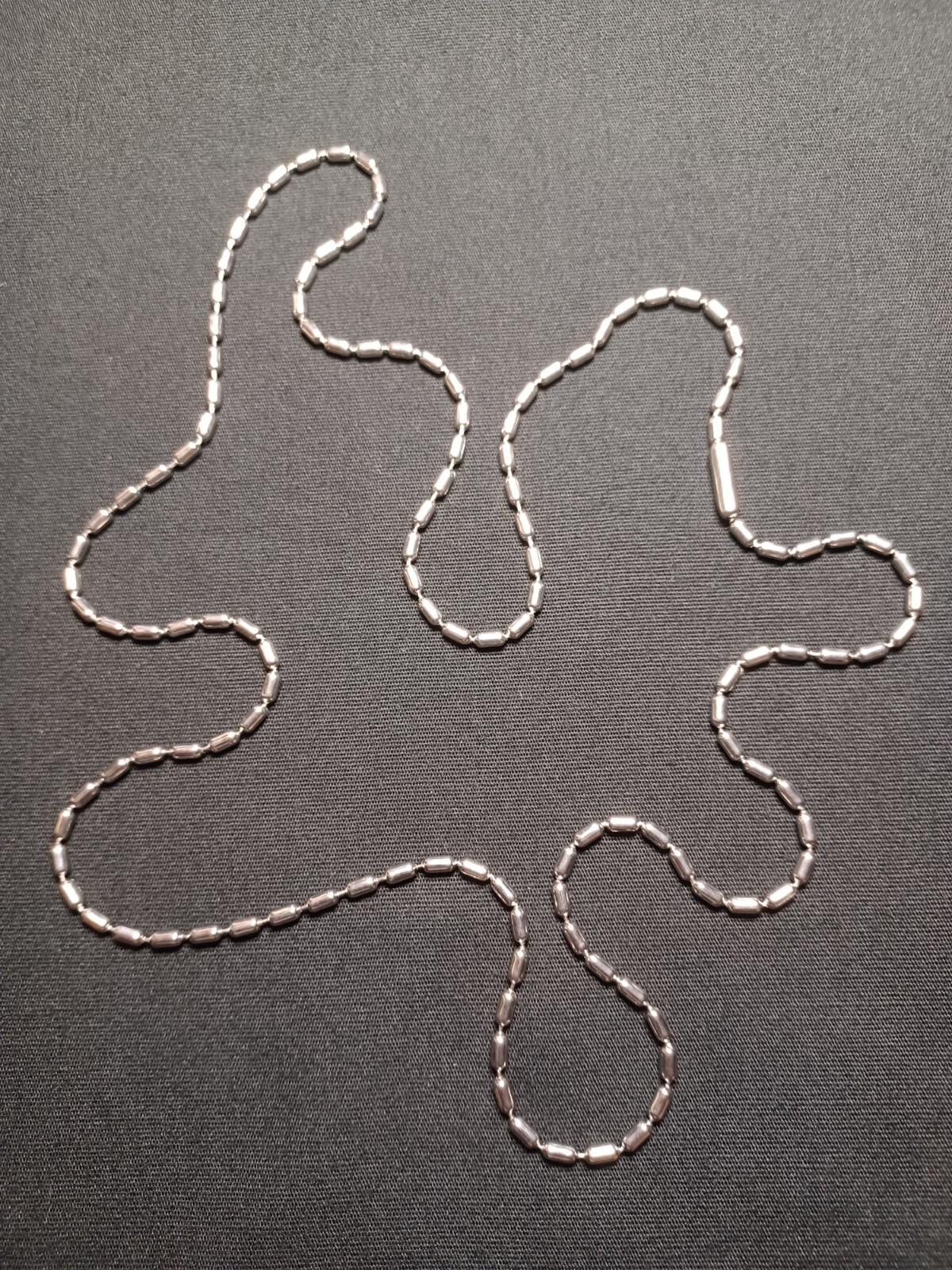 30" Silver Stainless Steel 2.4mm Bar Bead Fashionable Necklace Dog Tag Chain