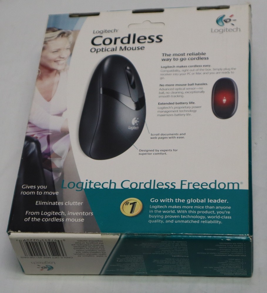 Logitech Cordless 3 Button OPTICAL MOUSE MSE 931156-0403 USB / PS2