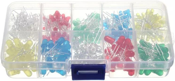 300Pcs 5mm 3mm LED Light Kit Yellow White Blue Red Green Assortment with Case