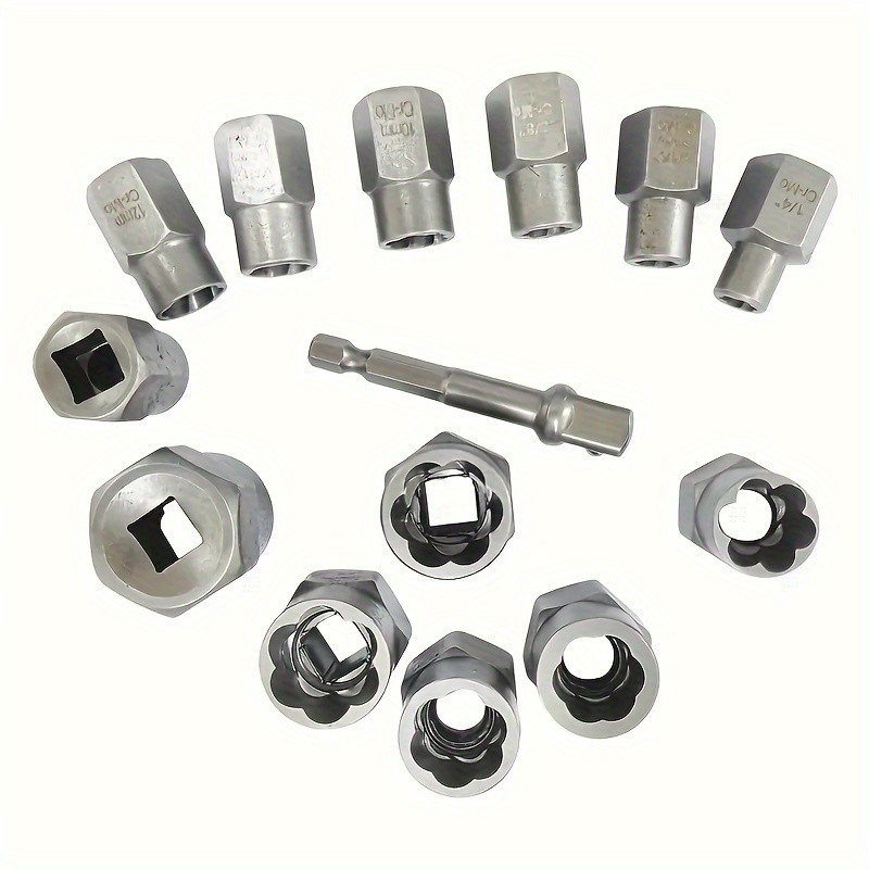 14pc Impact Bolt & Nut Remover Set 3/8" Drive Bolt Extractor Tool Kit With Case