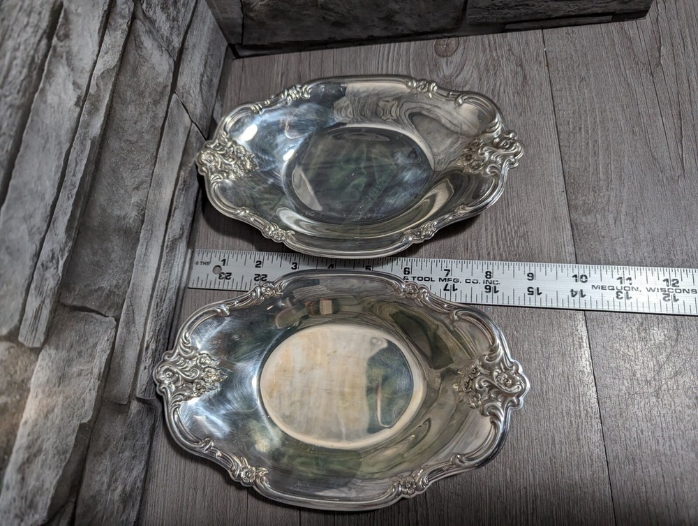 Set of 2 International Silver Company 448 Silver Plate Candy Dish Relish Tray