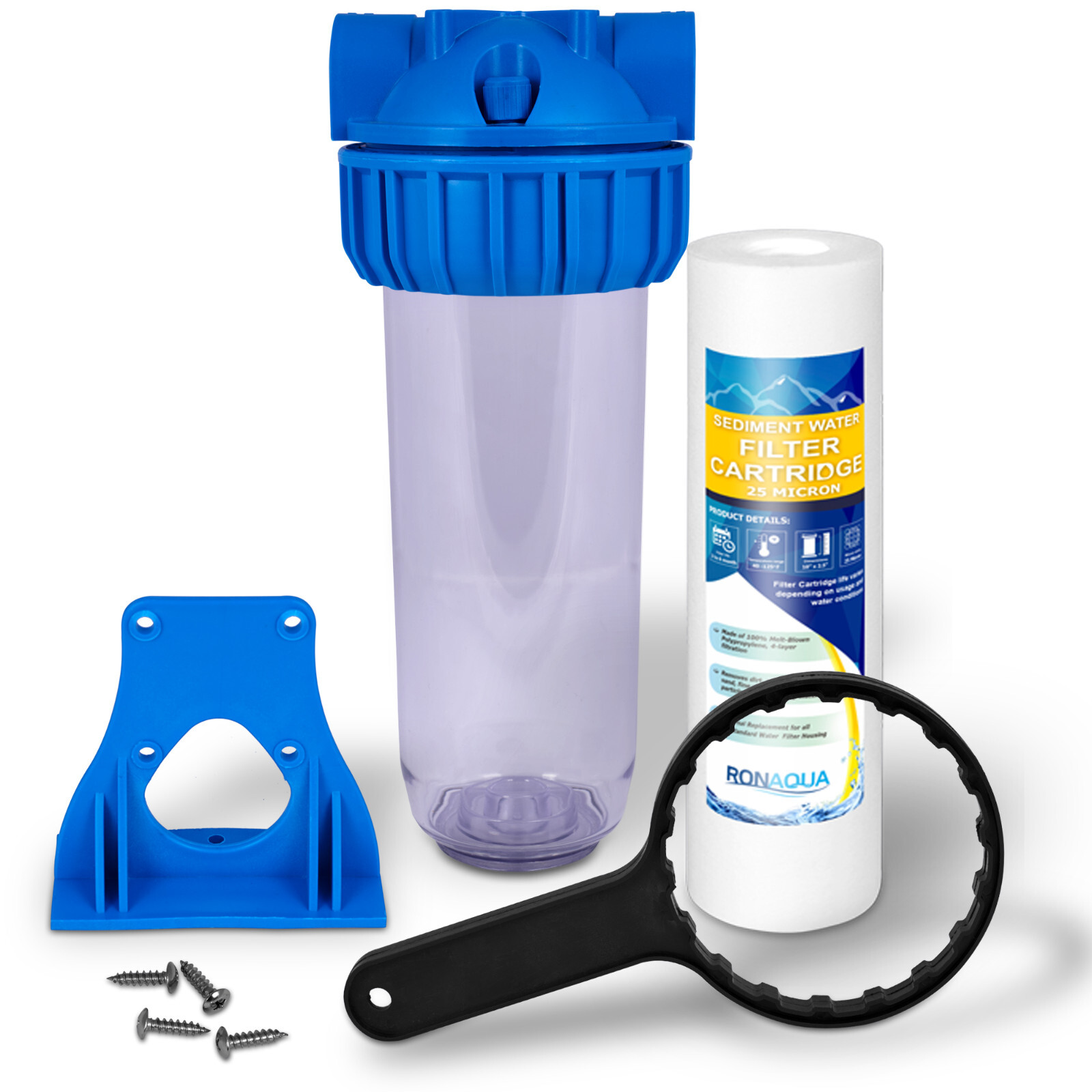 10" Clear Standard Whole House Water Filter System  25 Micron Sediment Filter