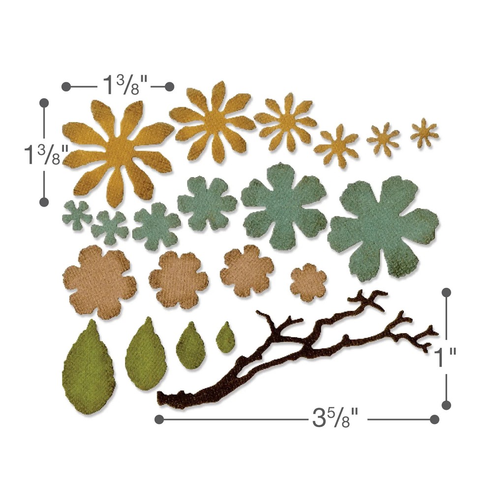 Small Tattered Florals Sizzix Thinlits Flower Die Set by Tim Holtz 661806 NEW!