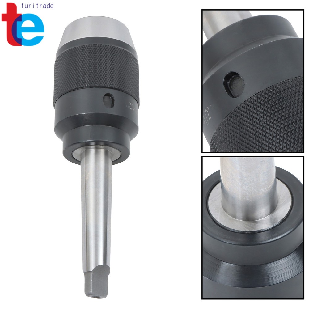 MT2 Morse Taper Keyless Drill Chuck 1/32 to 1/2" with Solid Shank