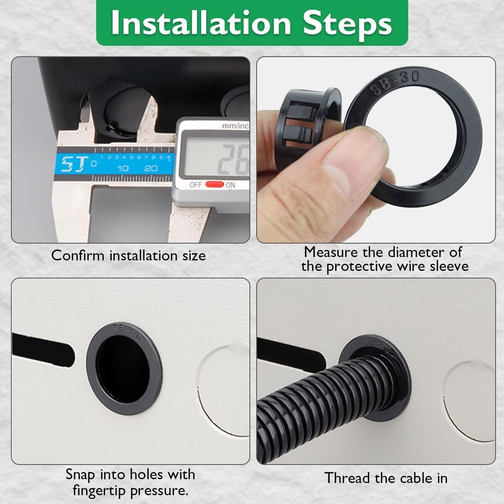 2-1/2(63mm) Black Snap-in Knockout Insulating Bushing Grommets Plastic Cabl
