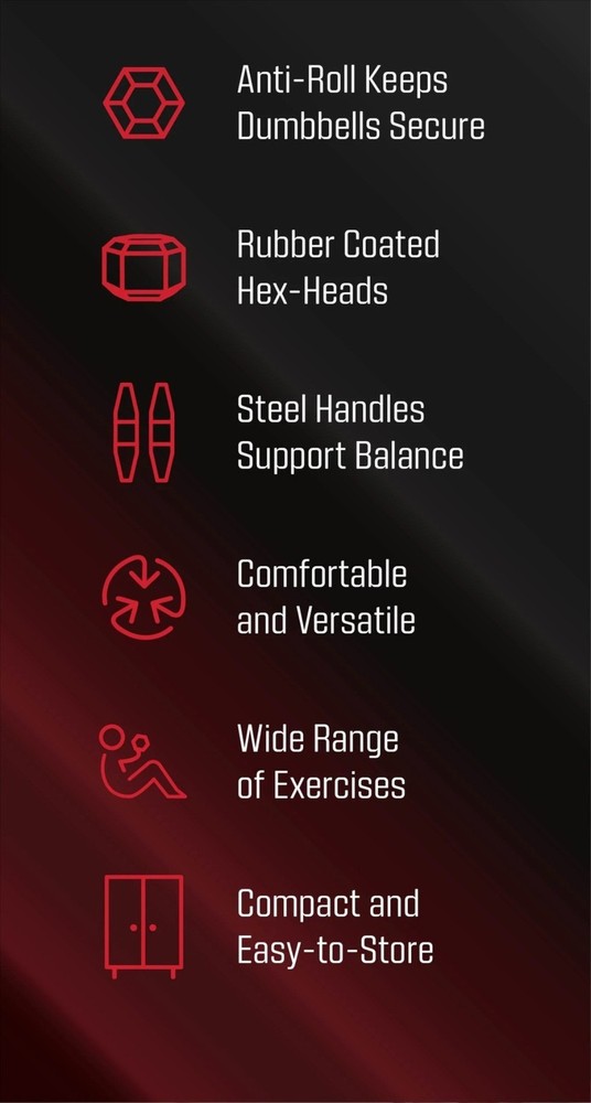 25lbs Hex Dumbbell Set – Solid Steel Handles, Durable Rubber Coating