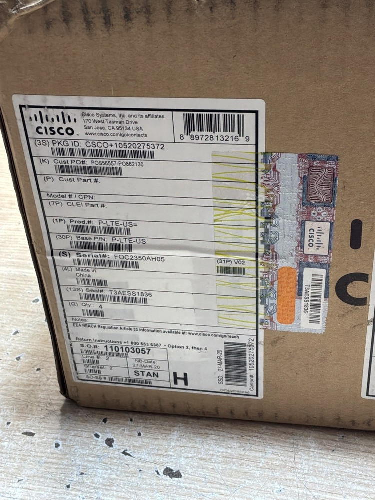 4 Cisco Pluggable Interface Module LTE P-LTE-US/ NEW/ JUA3470