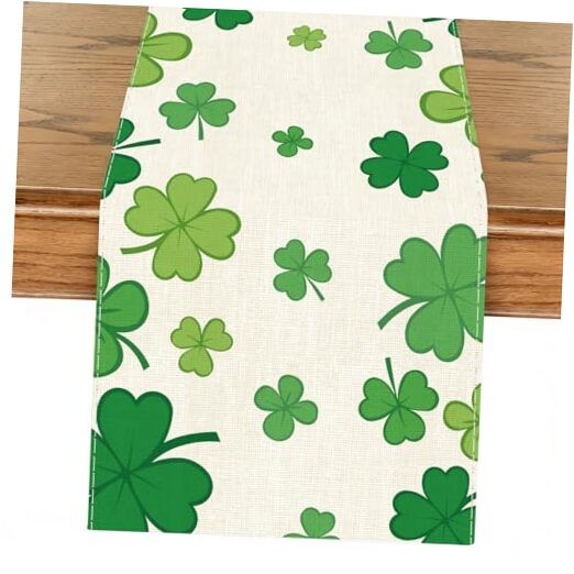St. Patrick's Day Table Runner,Spring Holiday Kitchen Dining Table Shamrock