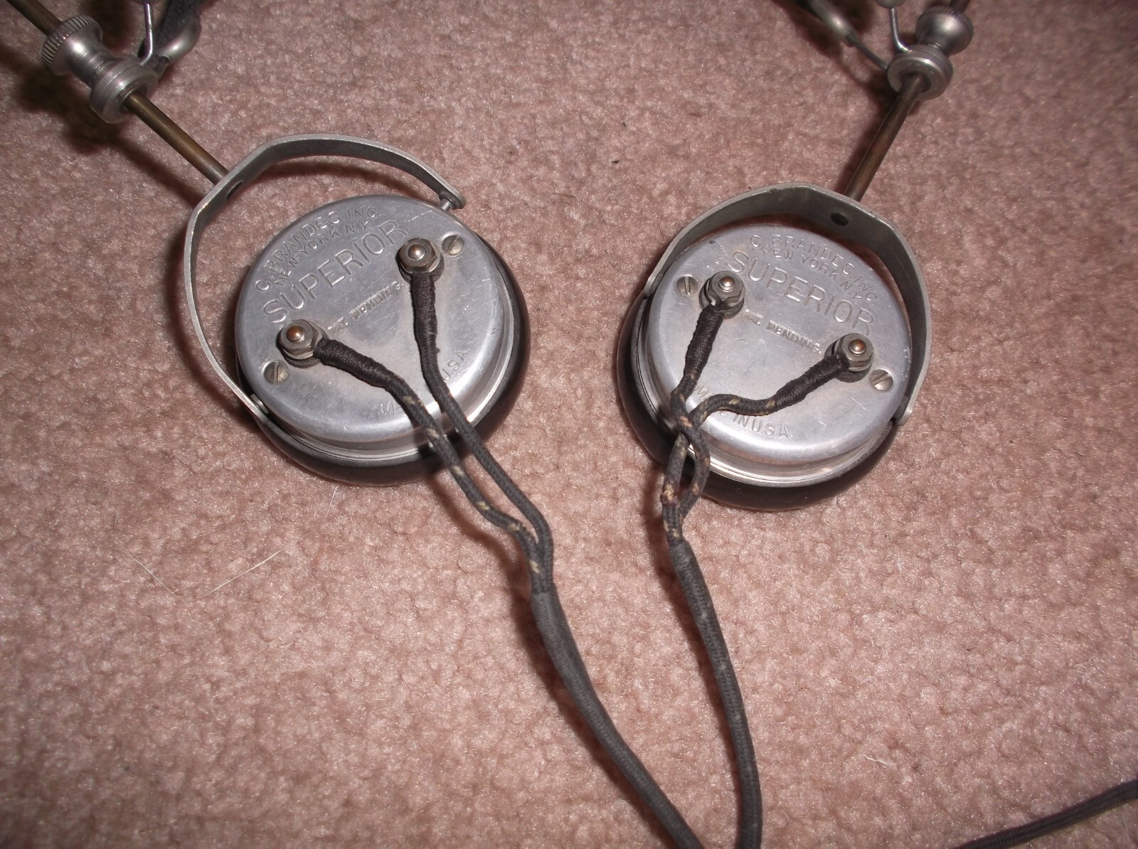 Vintage Brandes Superior Headset Headphone Receiver Great Shape FREE SHIPPING