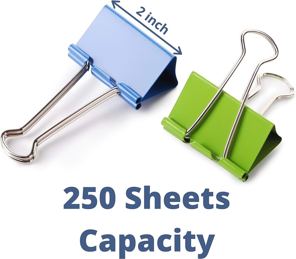 Extra Large Binder Clips 2 Inch 12 Pack Assorted Color Binder Clips Extra Large