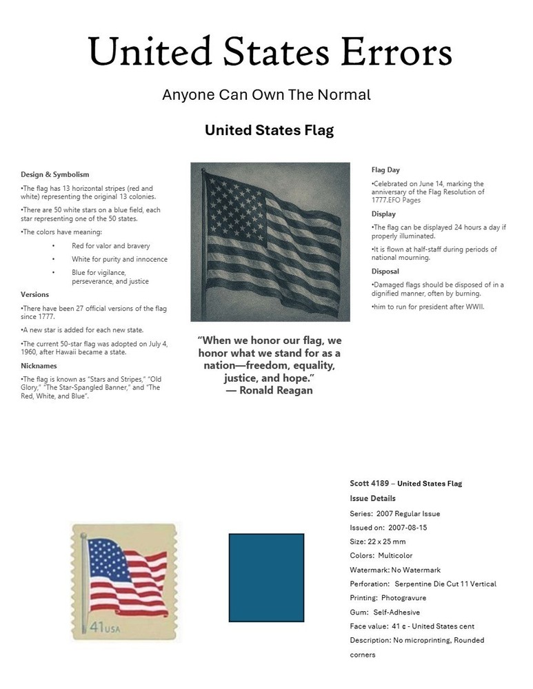 Centsational Custom Presentation Panel For Error SN 4189 - 8.5” X 11”