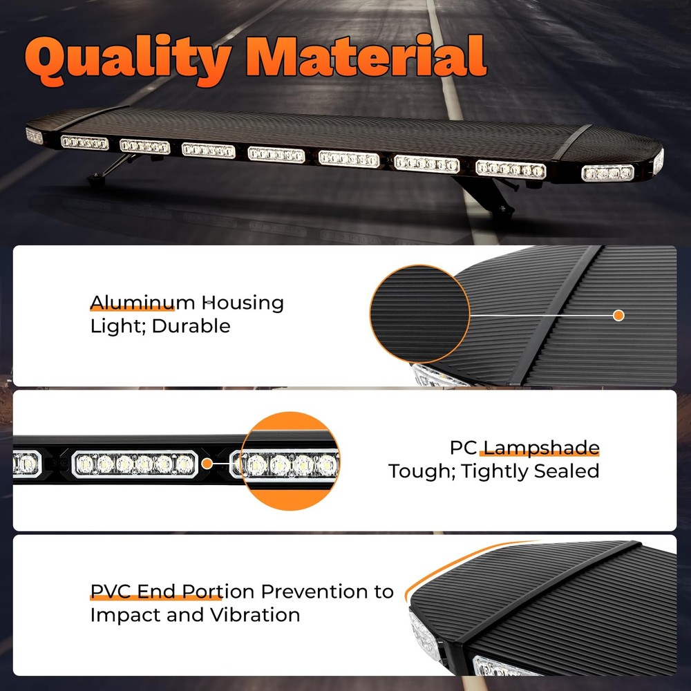 108 LED Strobe Light Bar Emergency Lights 360 Illumination 15 Flash Modes