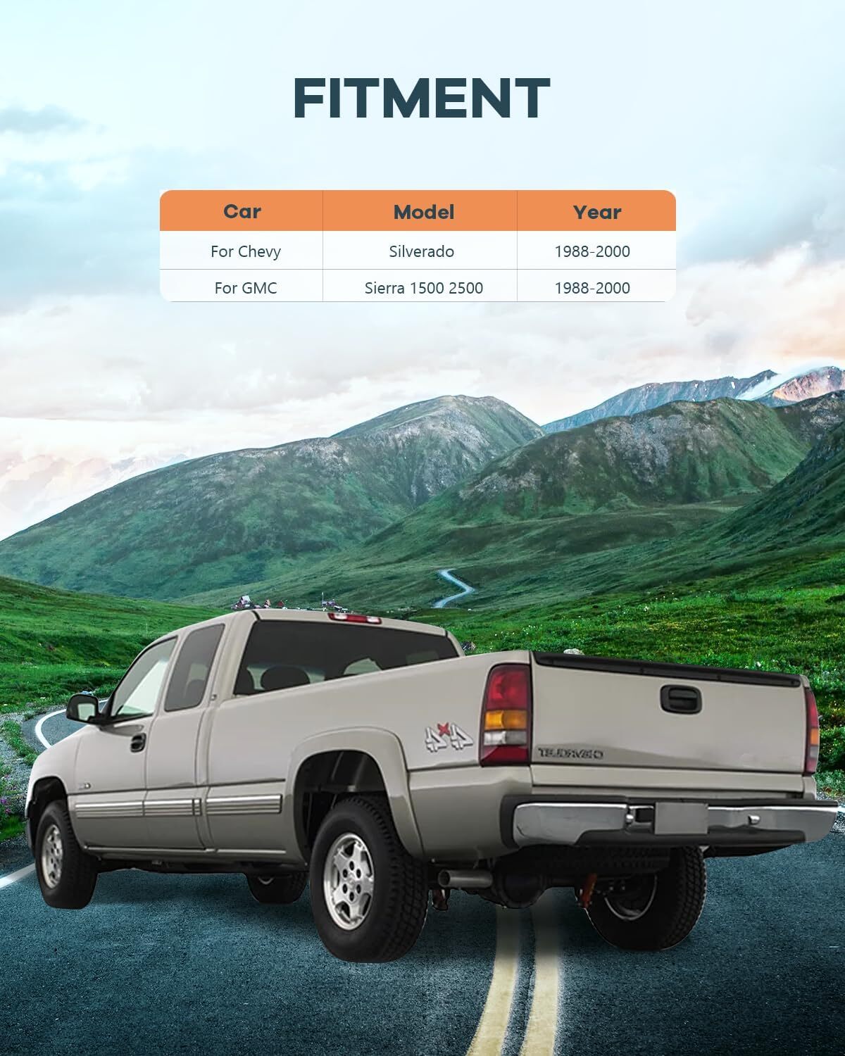 Rear Bumper For 1988-2000 Chevy Silverado GMC Sierra C/K 1500 2500 Chrome Steel