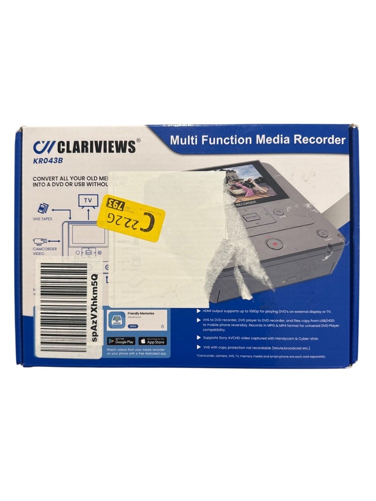 Clariviews KR043B Multi Function Media Recorder - New, Open Box