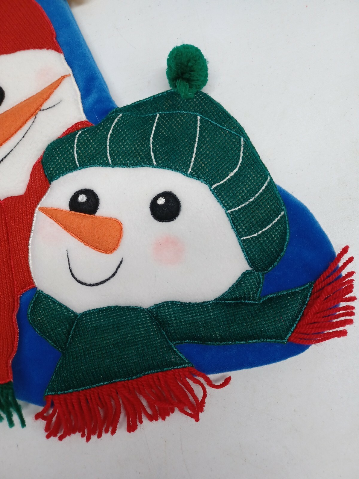 Christmas Stocking velvet snowman Patchwork Red Blue Green