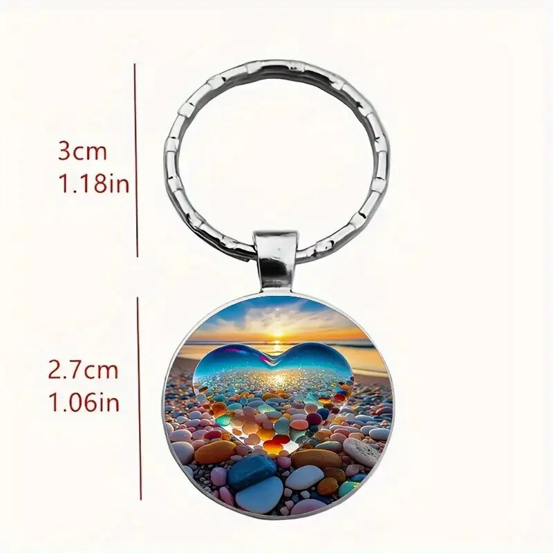 Stone Heart Pattern Keychain
