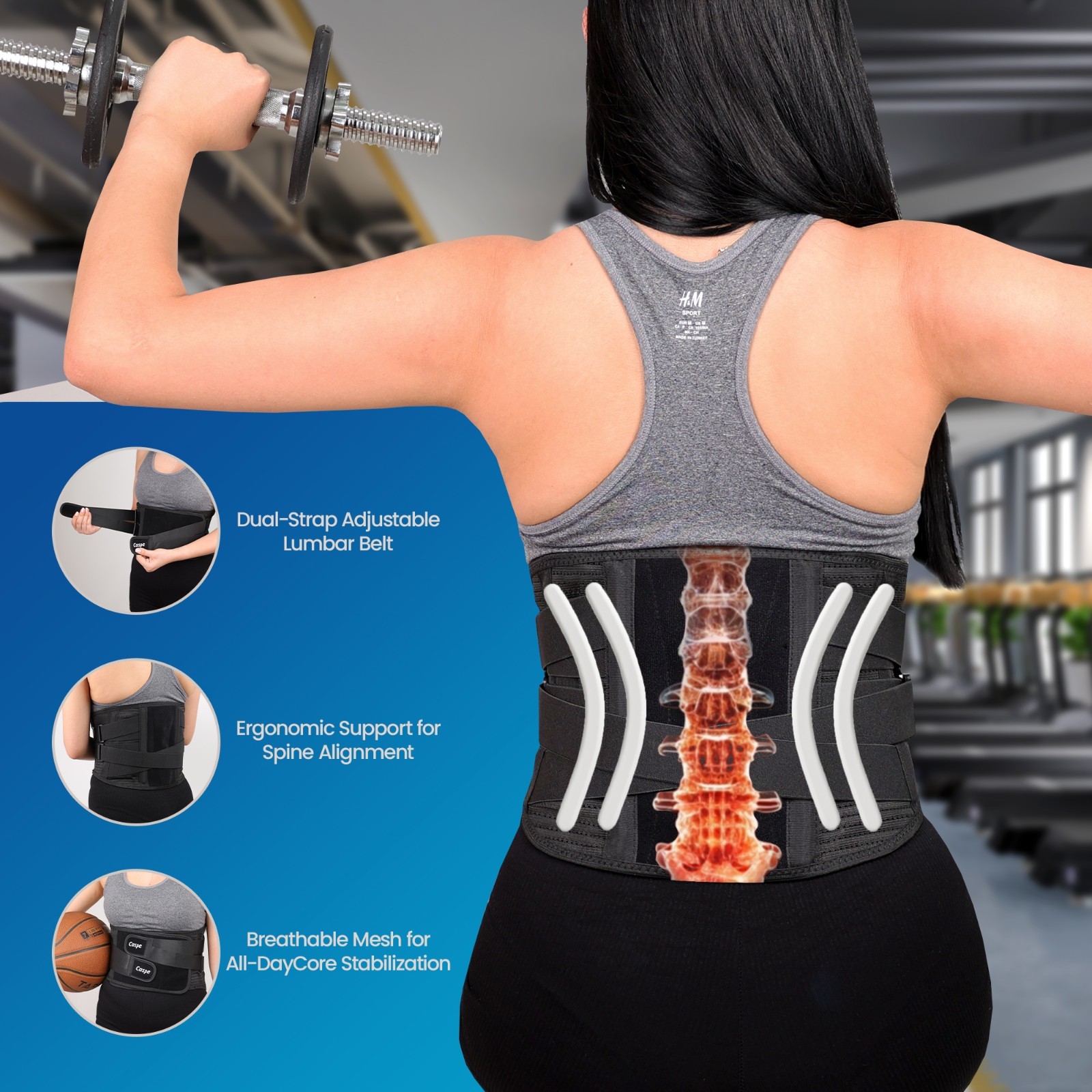 Adjustable Lower Back Brace Lumbar Support Waist Belt for Men Women Pain Relief