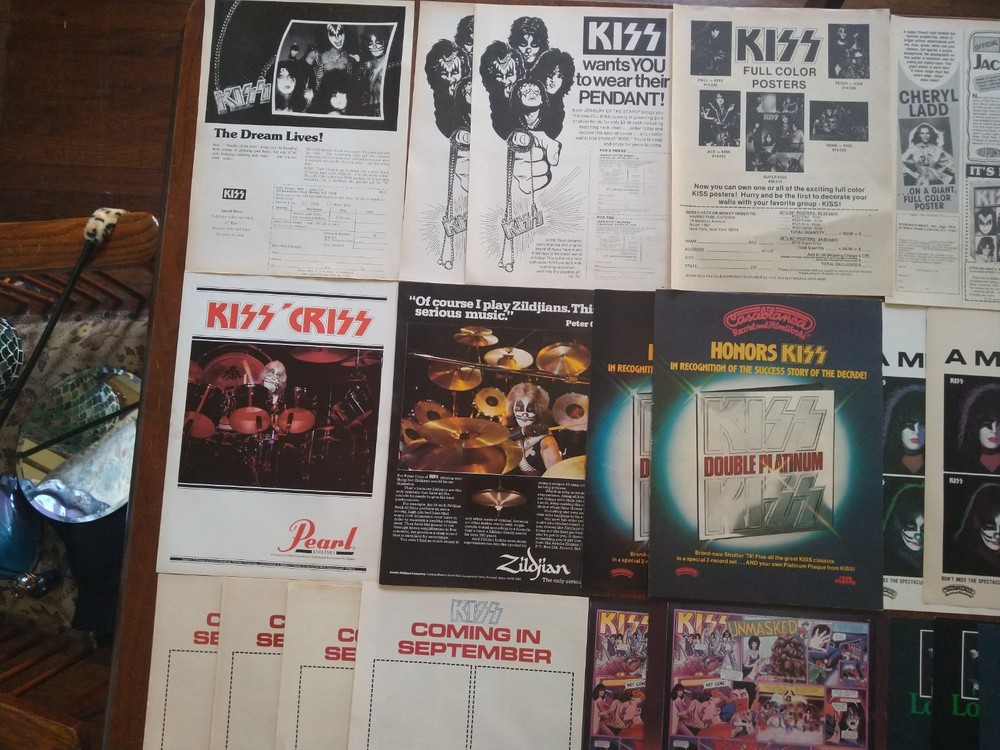 KISS Vintage Various Magazine Adverts 27 total Single sheets.