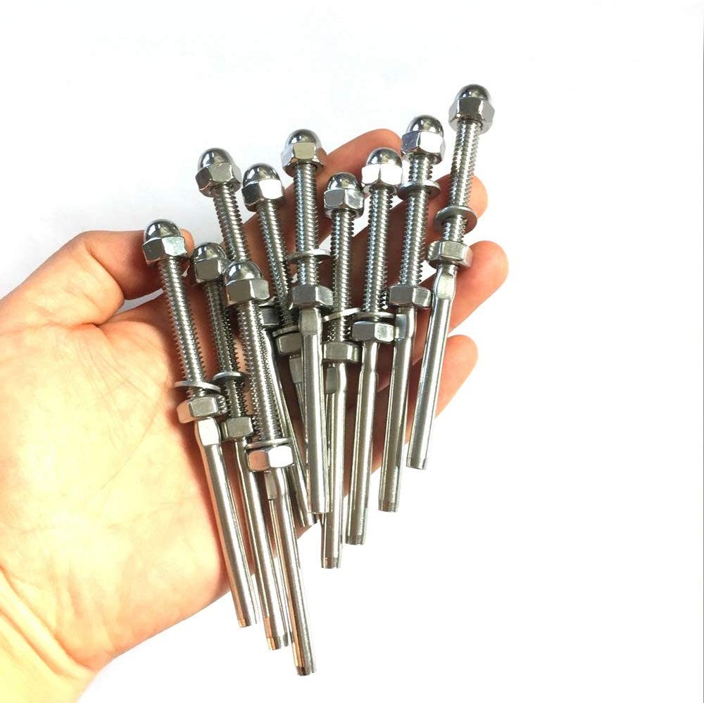 Cable Railing Swage Threaded Stud Tension End Fitting Terminal for 3/16 inch ...