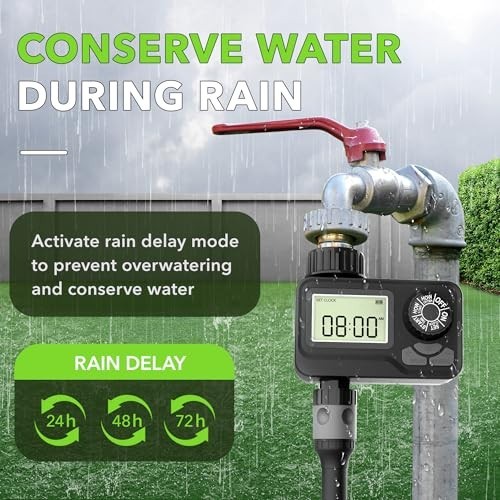 Programmable Digital Water Timer Hose Irrigation Controller Rain Delay 1 Outlet