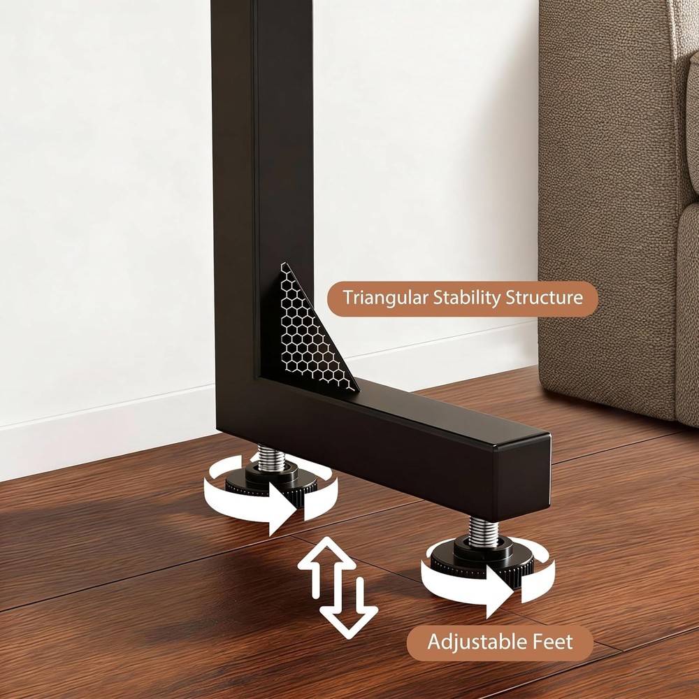 2 Pack Adjustable Height Narrow Console Table with Power Outlets, 70" Long Sofa