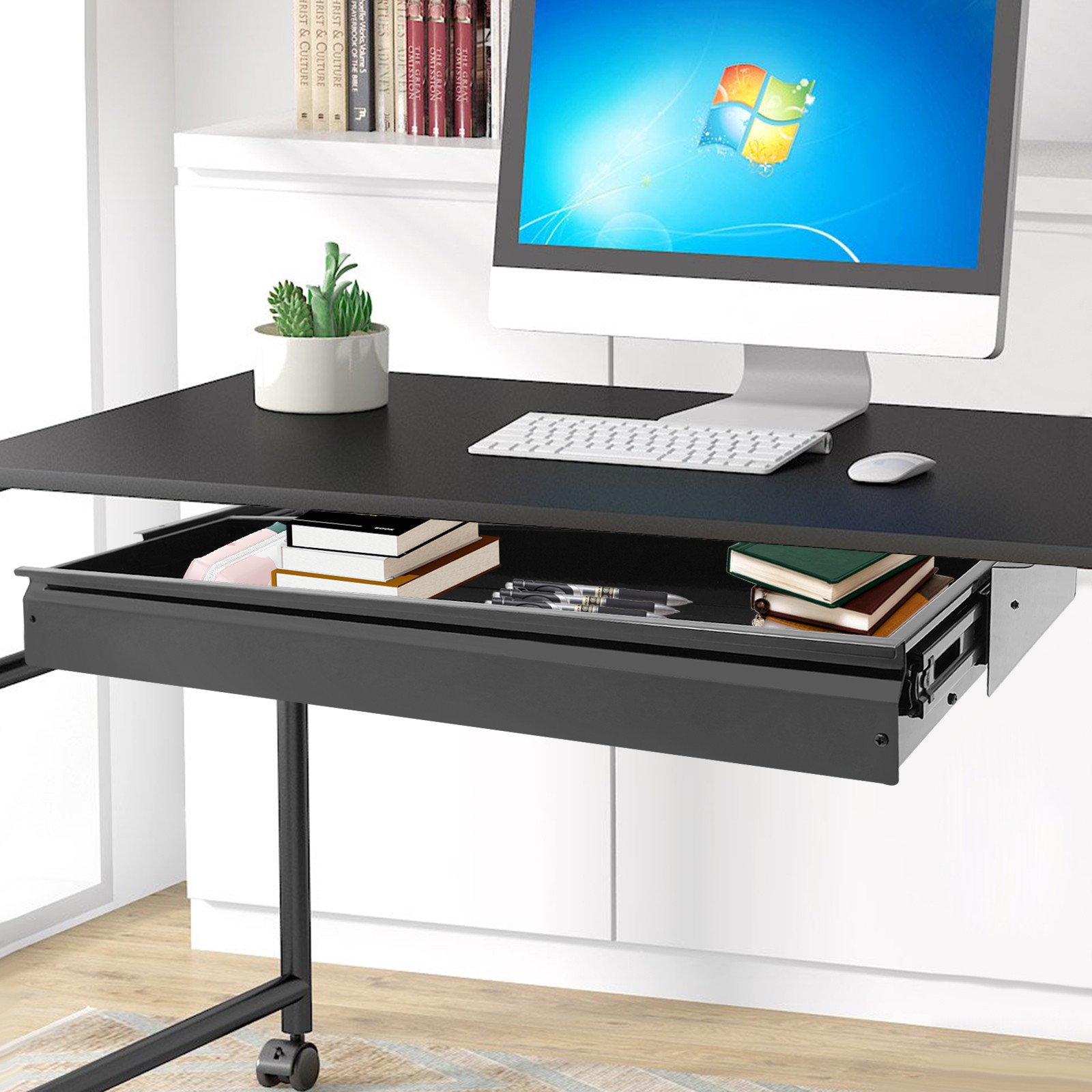 Under Desk Mounted Sliding Pull-out Drawer Storage Organizer Pull-out Drawer