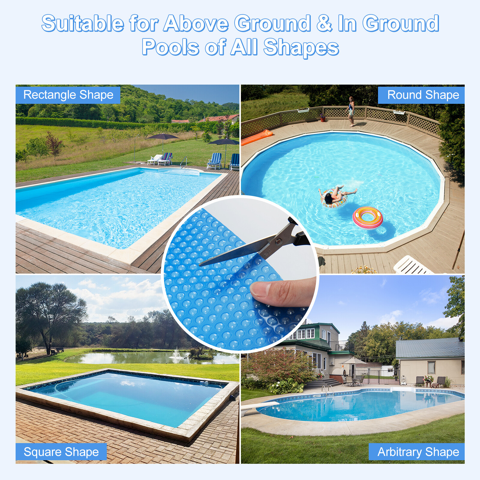 16 x 32 ft Rectangular Solar Pool Cover Insulating 12-MIL Heat Retaining Blanket