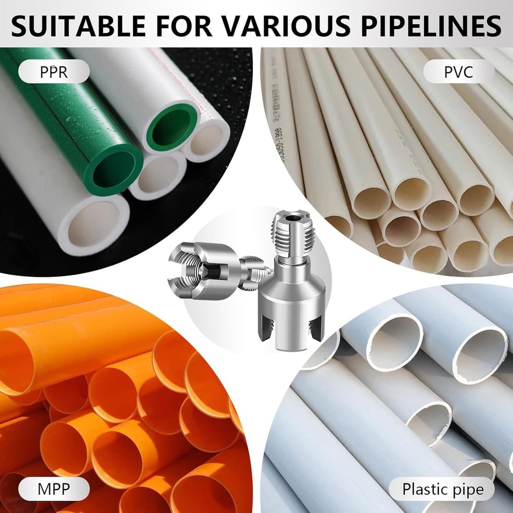 Integrated Internal & External Pipe Threading Tool For 1/2'' + 3/4'' Water Pipe