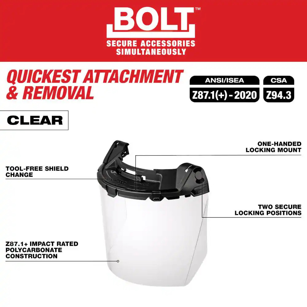 BOLT Clear Uncoated Lens Task Full Face Shield