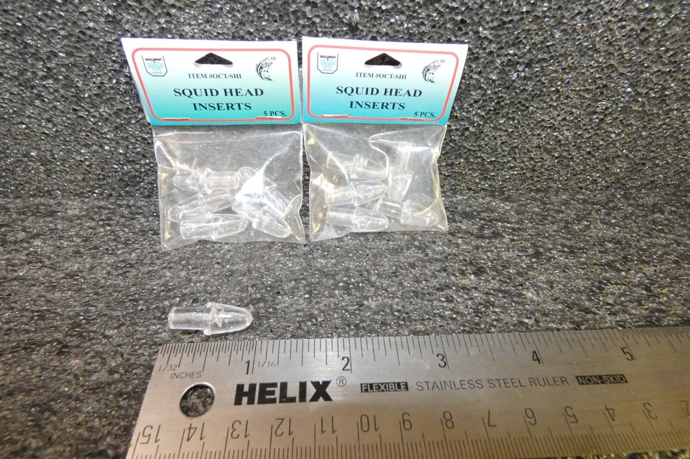 10 Pcs Squid Head Inserts solid plastic gives shape to a squid bait 2 x 5 Each