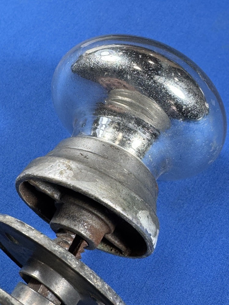 C.1920 Mercury Glass Door Knobs, No cracks, Cool Distressed Reverse Surface