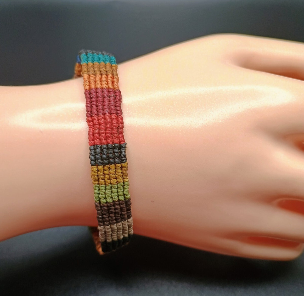 Multicolor Macramé Thread Bracelet Andean Craftsmanship Cusco