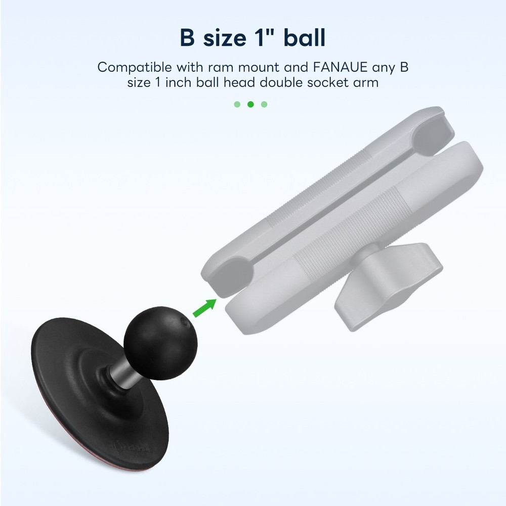 FANAUE Flex Adhesive Ball Base Compatible RAM Mounts B Size Double Socket Arm