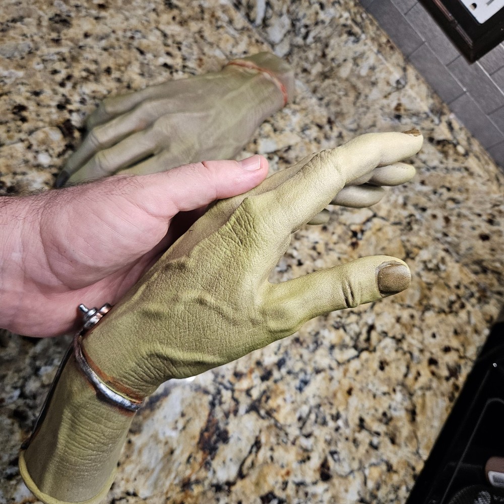 Pair Frankenstein Monster resin hands lifesized