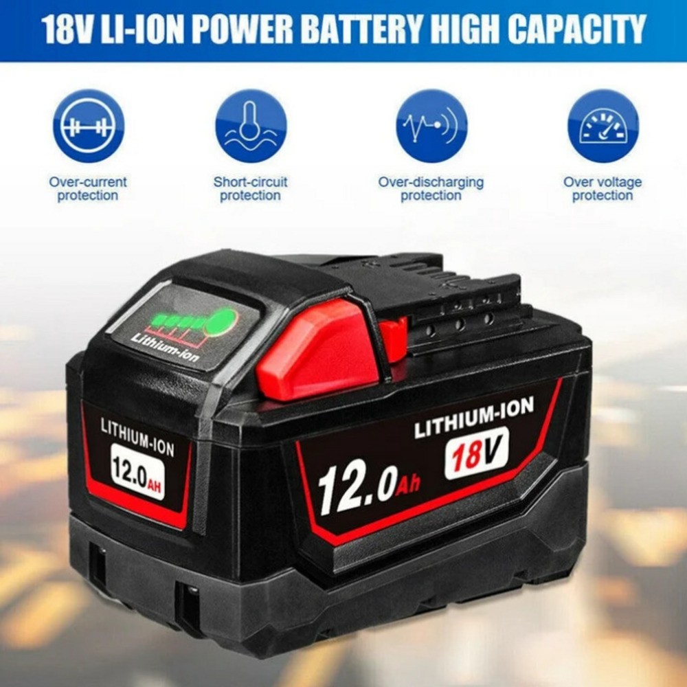 2 Pack For Milwaukee for M18 12.0AH Battery Lithium Extended Capacity 48-11-1812