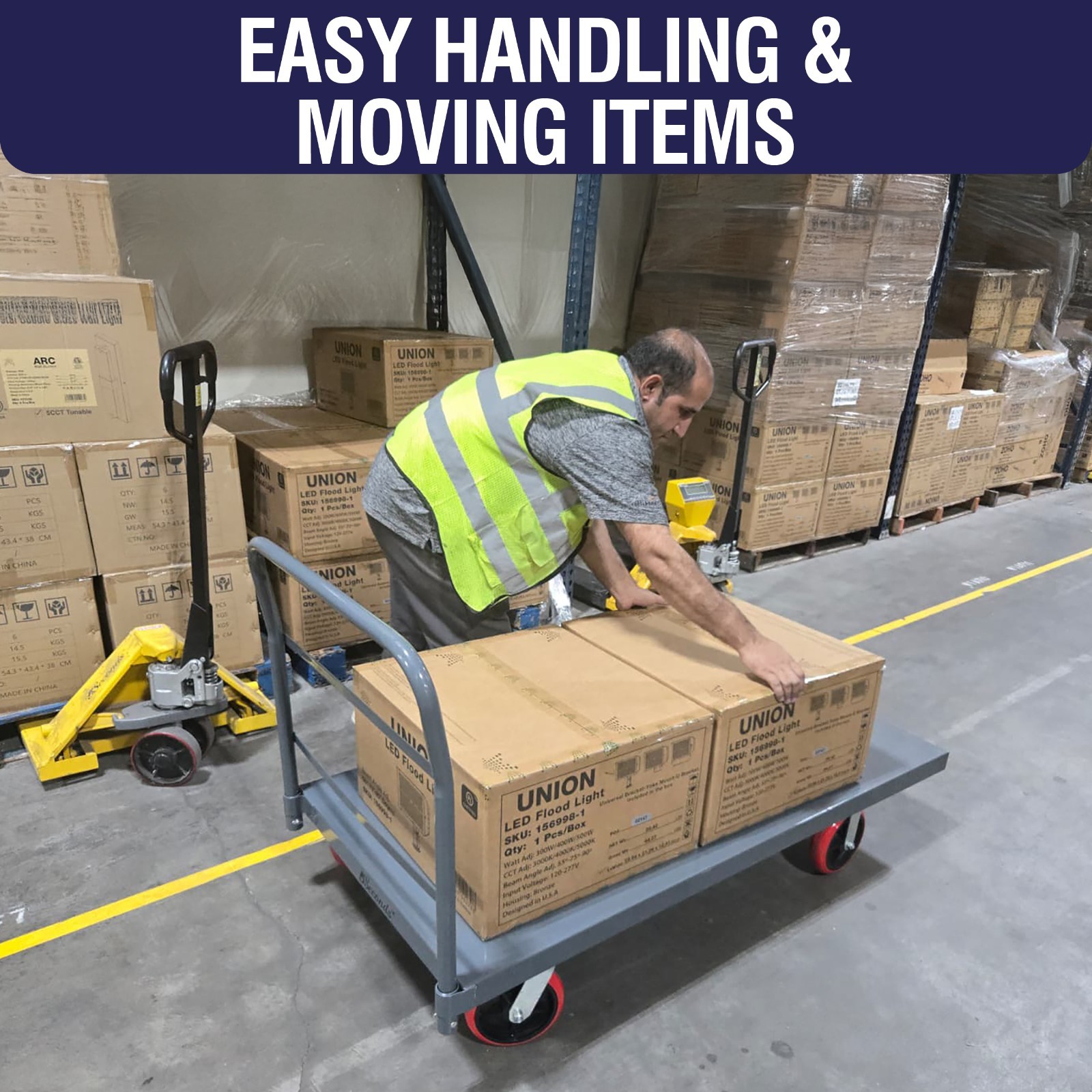 Flatbed Platform Cart Industrial Dolly Heavy Duty 60” x 30” Hand Push 3300 LB