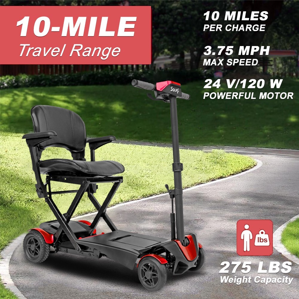 4-Wheel Lightweight Electric Foldable Automatic Mobility Scooter remote control