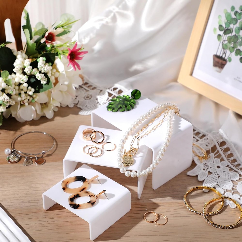 2 Sets Acrylic Display Risers White Small