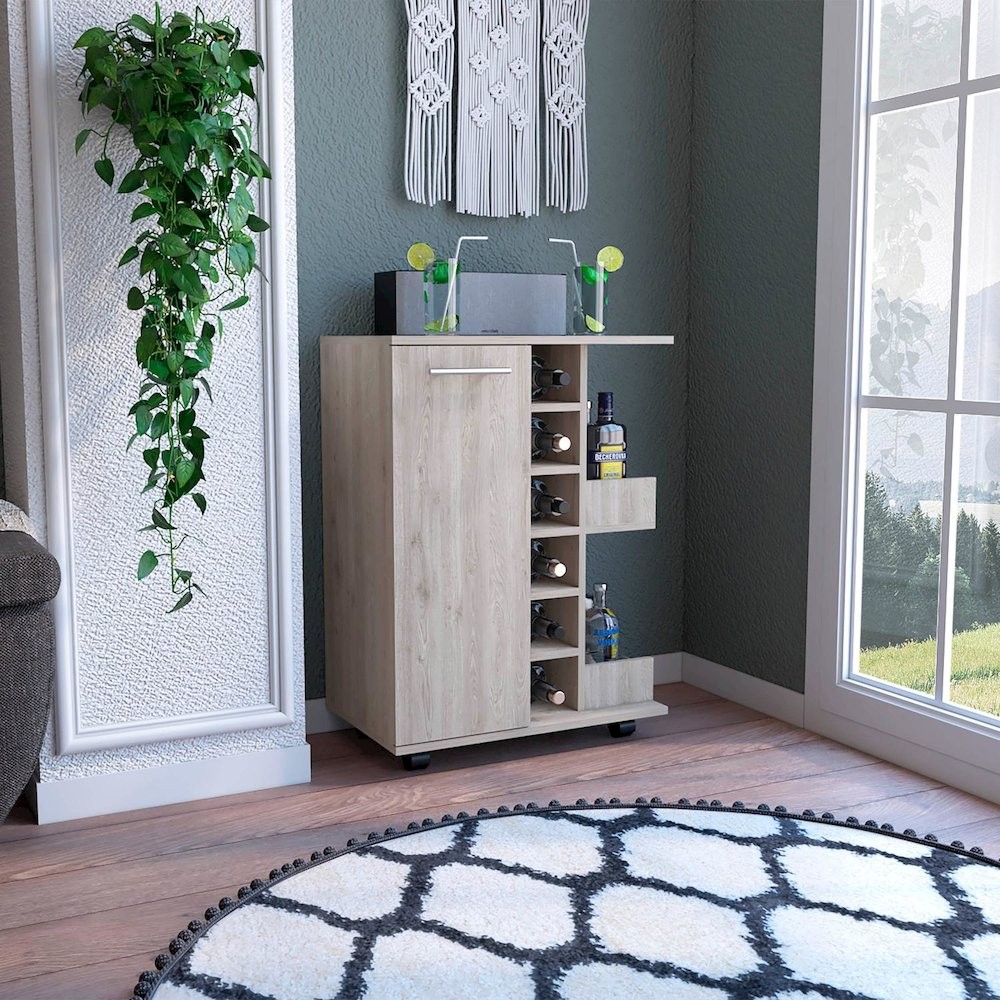 Bar Cart Light Gray MDF
