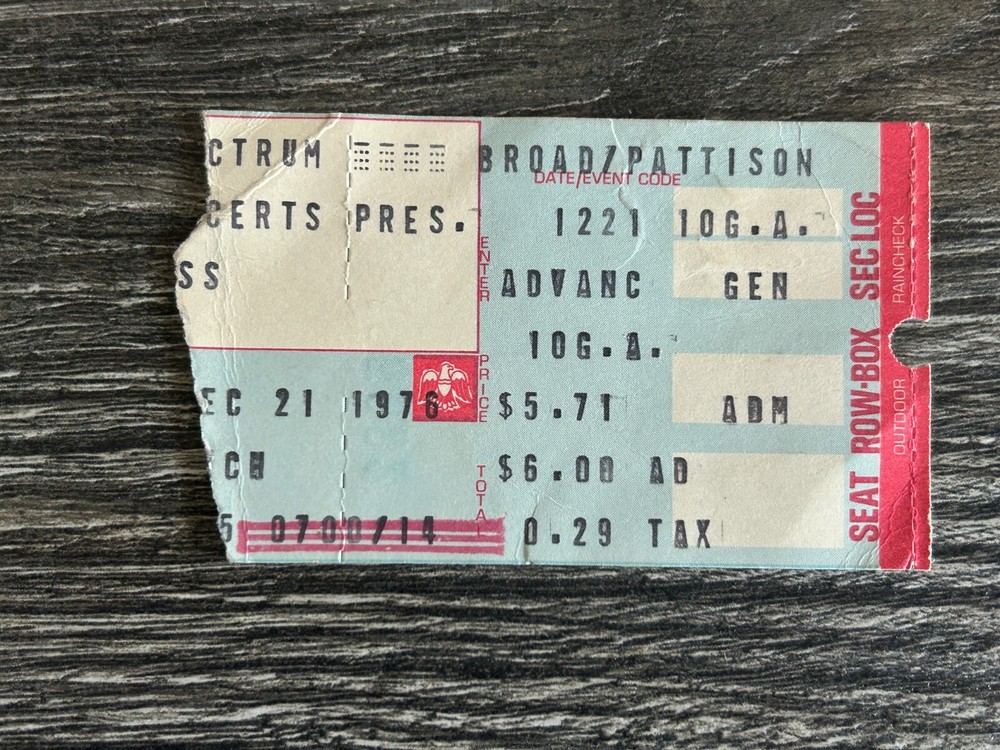 KISS Ticket Stub Rock And Roll Over Tour Dec 21 1976 Phili Vintage Kiss Aucoin