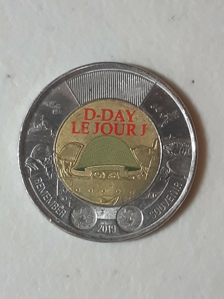 2019 Canada $2 Coin Toonie Remember D-Day Colored