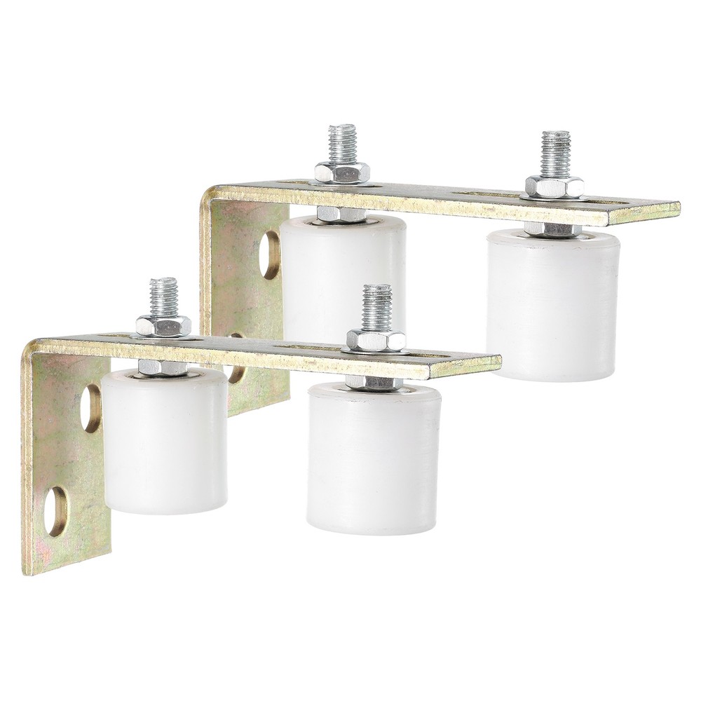 4Pcs Slide Gate Guide Roller 1.7" Nylon Gate Support Rollers with Bracket White
