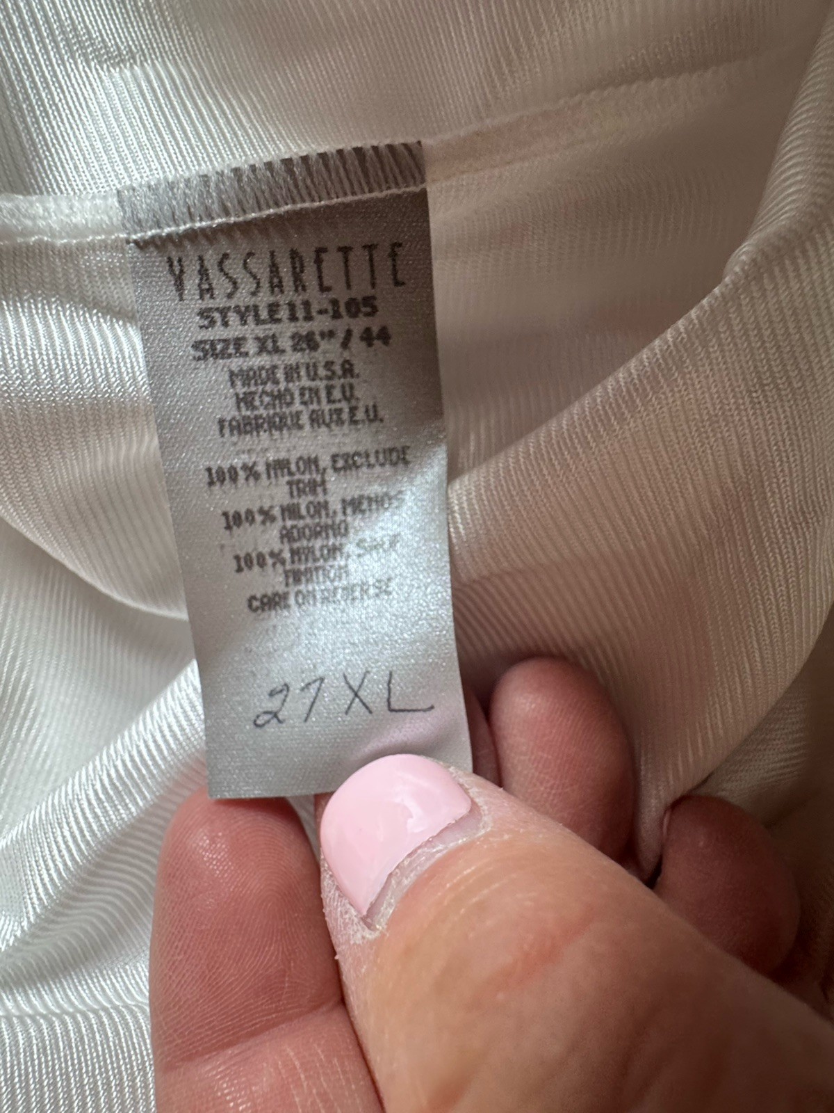 Vassarette White Lace Nylon Half Slip Sz XL 26” Grunge Goth Y2K Pinup Lingerie