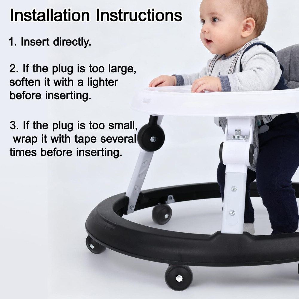 4pcs Baby Walker Replacement Wheels, Black Universal